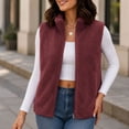 thumbnail image 5 of Karight Women's Fleece Vest Zip Up Stand Collar Sleeveless Lightweight Winter Warm Coat with Double-Sided Sherpa, 5 of 7