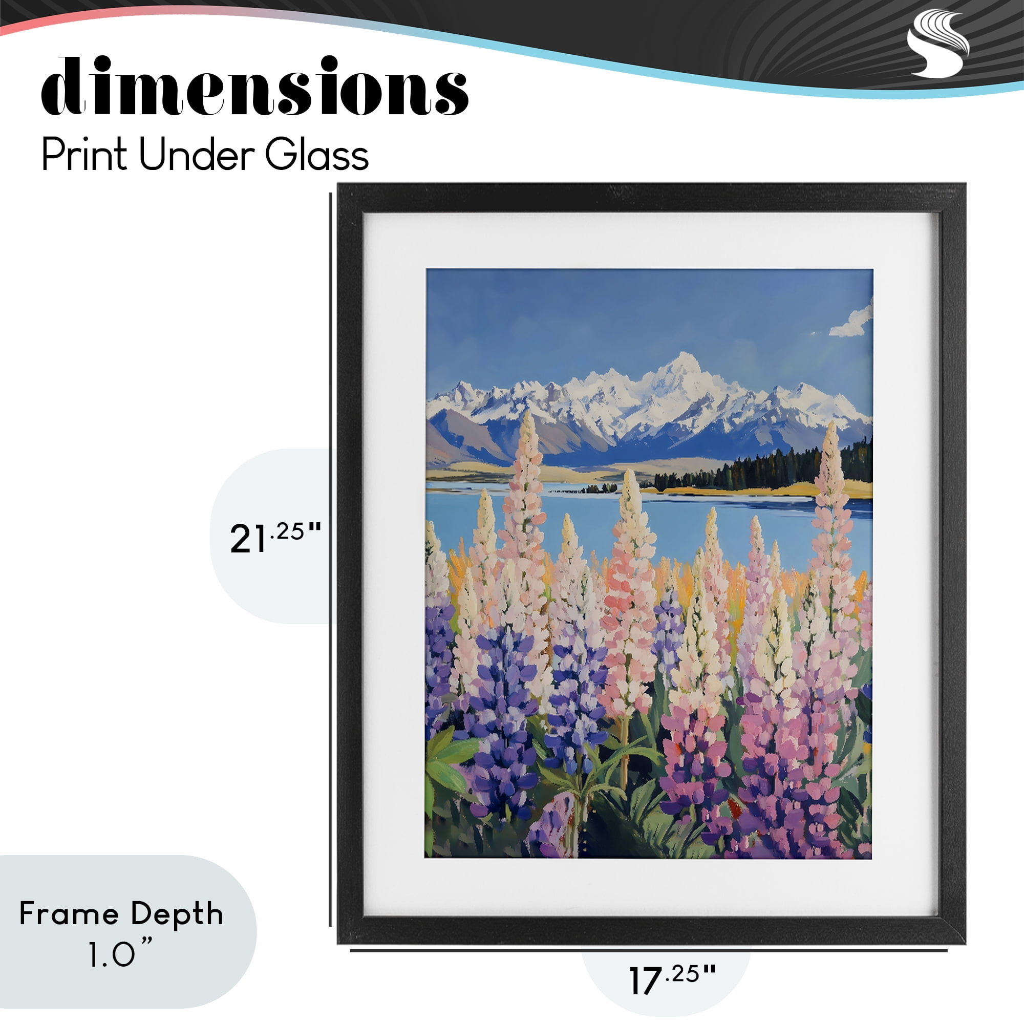 Stupell Industries Mountains & Wildflowers by Lake Black Framed Print Under Glass, design by The Prints Vibe