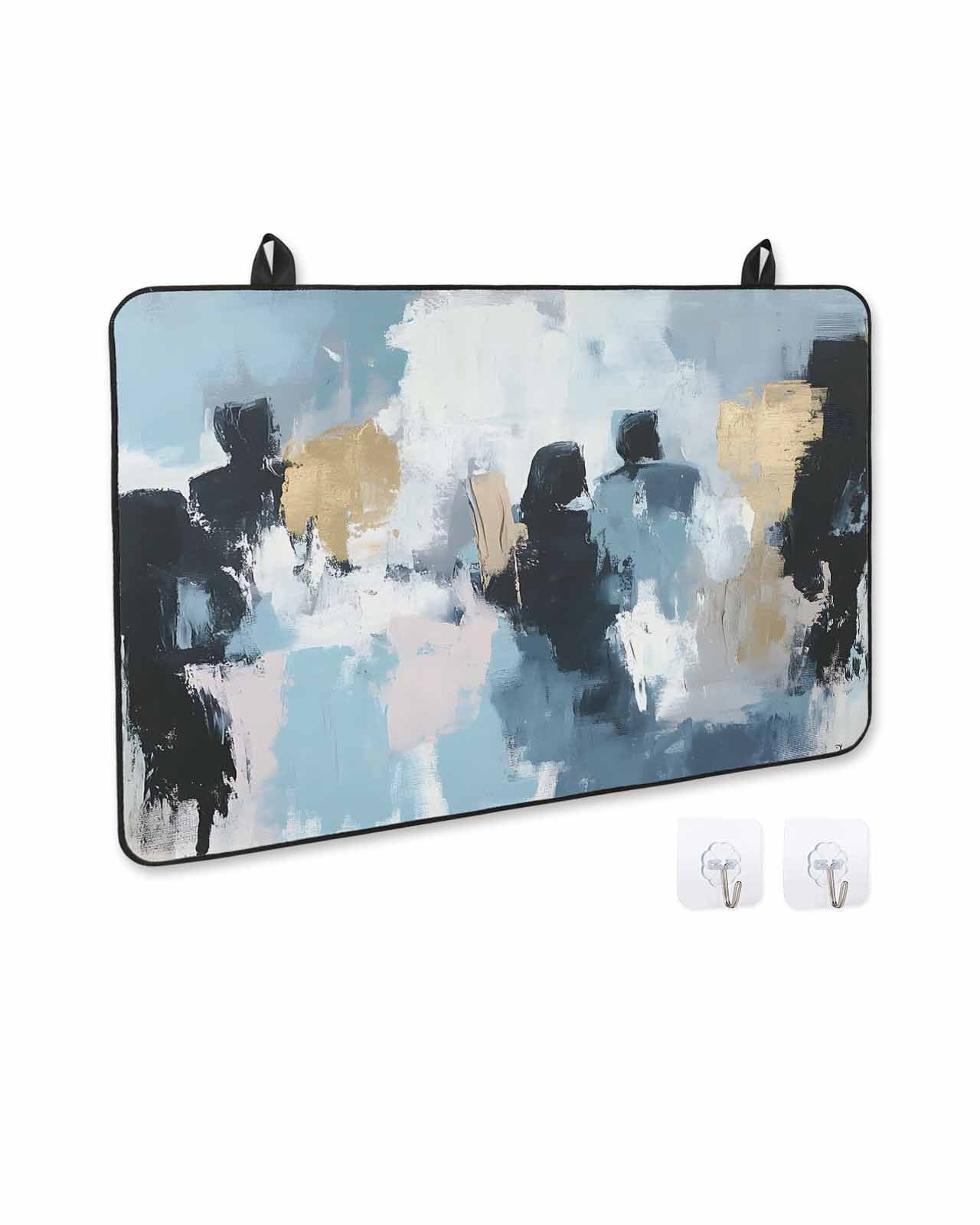 nqOlkjepod Large Induction Cooktop Protector Mat 24"x21", Abstract Black Gold Stove Top Covers for Electric Stove, Vintage Blue Pink Oil Painting Art Stove Burner Cover Mats, Glass Top Stove Cover