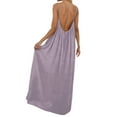 thumbnail image 3 of BOOMNY Women's Backless Cami Dress Spaghetti Strap Cami Lounge House Dresses Flowy Beach Summer Maxi Sundress, 3 of 7