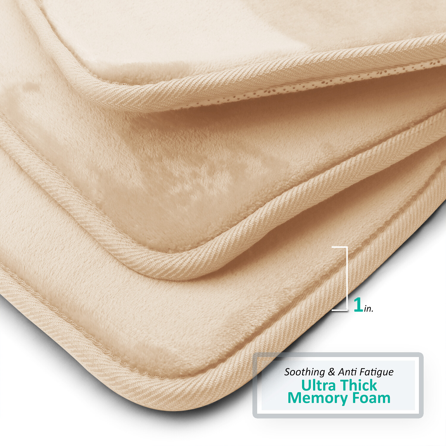 SSyao 3PC Bathroom Rug Memory Foam Bath Mat Set - Small Large and Contour Bath Rugs,Beige