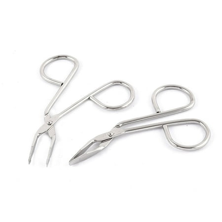 - Beauty Tools Stainless Steel Makeup Use Eyebrow Tweezer Silver Tone 2pcs