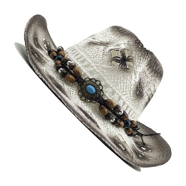 Sonducket Sombrero de vaquero occidental de ala ancha con estilo americano icónico Sombreros Moda Ropa para todas las estaciones Clásico Sombreros blanco