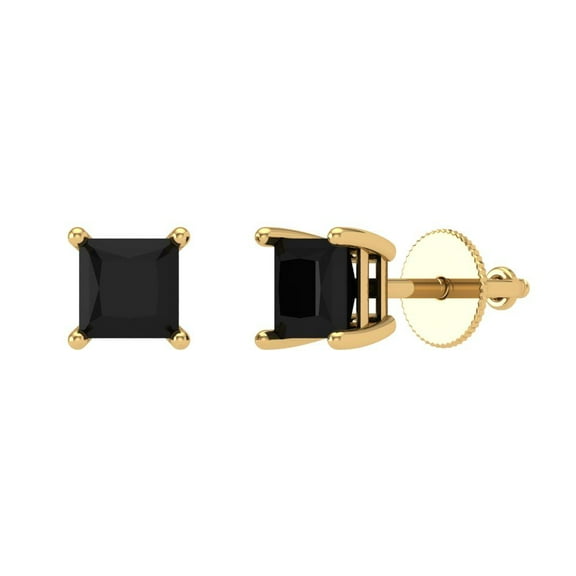 Clara Pucci 0.5Ct Natural Onyx Princess Cut VVS1 Screw Back Stud 18k Solid hypoallergenic Gold Designer Earrings For July