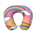 thumbnail image 2 of Memory Foam Travel Neck Pillow For Airplane Car Home Portable Soft Plush Removable Washable Cover Neck Support Pillows Rainbow Cloud Axolotl, 2 of 8