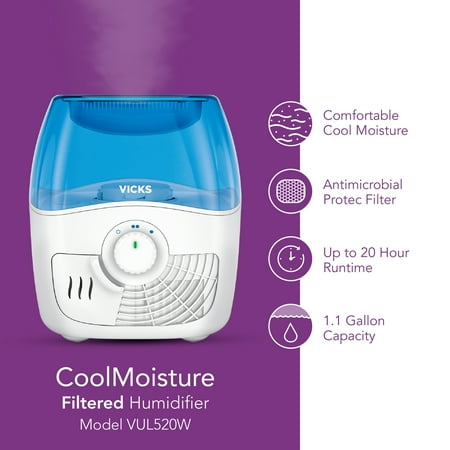 Vicks - 1.1 Gal. Cool Mist Humidifier - White