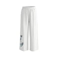 thumbnail image 4 of Lounge Pants for Womens Plus Size Fashion Mid Waist Summer Solid Color Embroidered Loose Casual Pants, 4 of 6