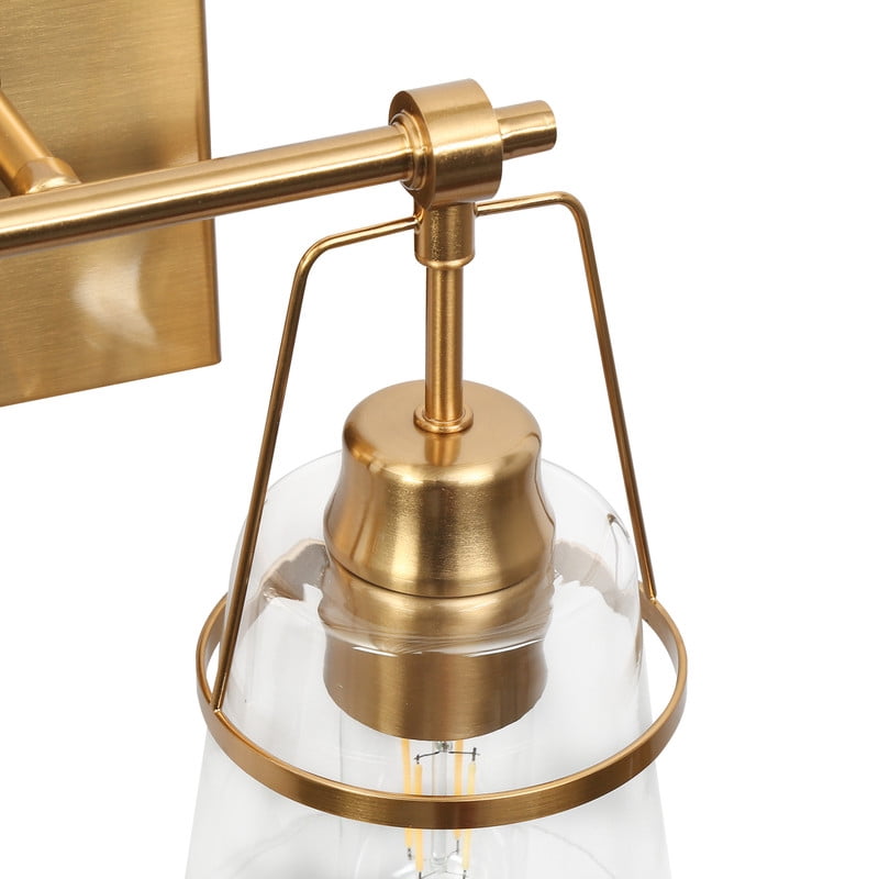 LNC 2-Light Bathroom Vanity Light with Clear Glass Shades,Modern Polished Gold Finishes