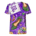 thumbnail image 5 of Cadancy Mardi Gras Tshirts Women Carnival Short Sleeve Crewneck Loose Fit Shirts Funny Holiday Rave Party Tee Cozy Casual Trendy Outfits, 5 of 6