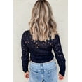thumbnail image 3 of Women's Black Flower Lace See-Through Mock Neck Long Sleeve Top | [ZhiHiMeRi] | (US 16-18)XL, 3 of 6