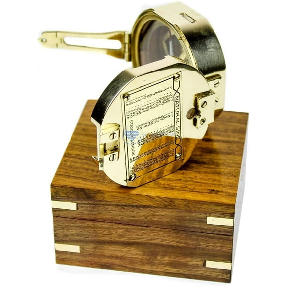 4" Solid Brass Polished Brunton Compass With Rosewood Wooden Box