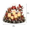 thumbnail image 3 of Cardinal Christmas Table Arrangement Flameless Candle Table Decor with Frosted Pine Branches Berries and Warm String Lights, 3 of 7