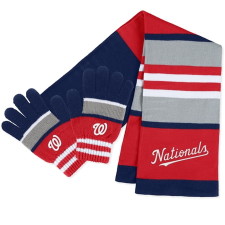 Women s WEAR by Erin Andrews Washington Nationals Stripe Glove & Scarf Set