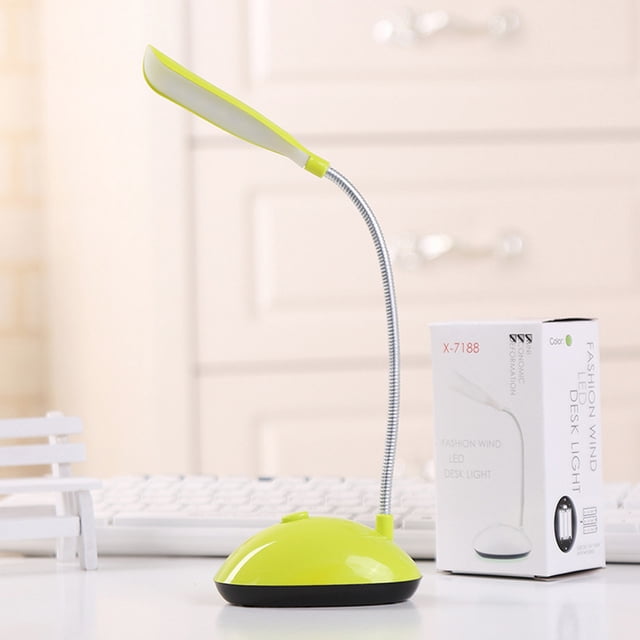 Encendiendo Lámpara de mesa con interruptor de botón plegable Luz de escritorio de estudio con pilas (verde)