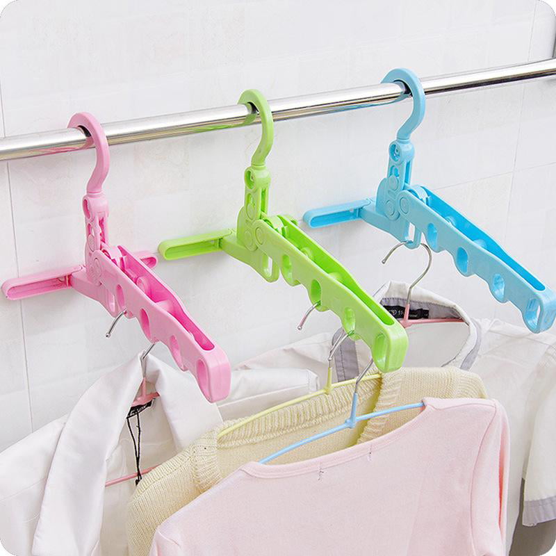 Foldable Clothes Hanger Drying Rack 5 Hole Suit Bathroom Door Plastic Organiz/_vi
