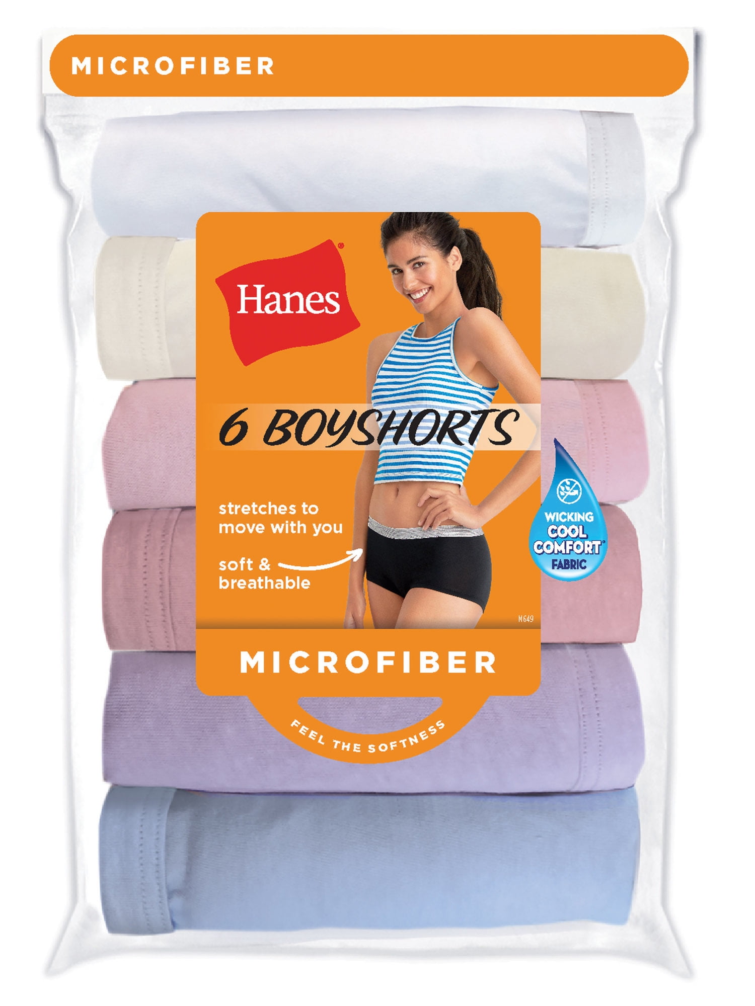 Hanes Women's Microfiber Boyshort, 6 Pack