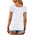 thumbnail image 6 of Pincandy Fashion Woman Causal Square Neck Solid Color Blouse Puff Short Sleeve T-Shirt Summer Tops Cute Square Neck Tank Tops Loose Dressy Casual Shirts Cap Sleeve Tunic Tops,White,XL, 6 of 9