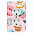 thumbnail image 1 of Metal Light Switch Plate Cover Doughnut Cupcake Candy Sweets Butterfly Pink CAK041, 1 of 13