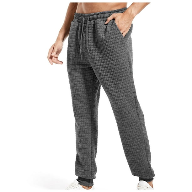 Pantalones largos para hombre, lisos, informales, con cintura elástica y bolsillos, deportivos