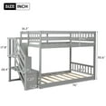 thumbnail image 5 of Twin over Twin Floor Bunk Bed, Ladder with Storage,White, 5 of 7
