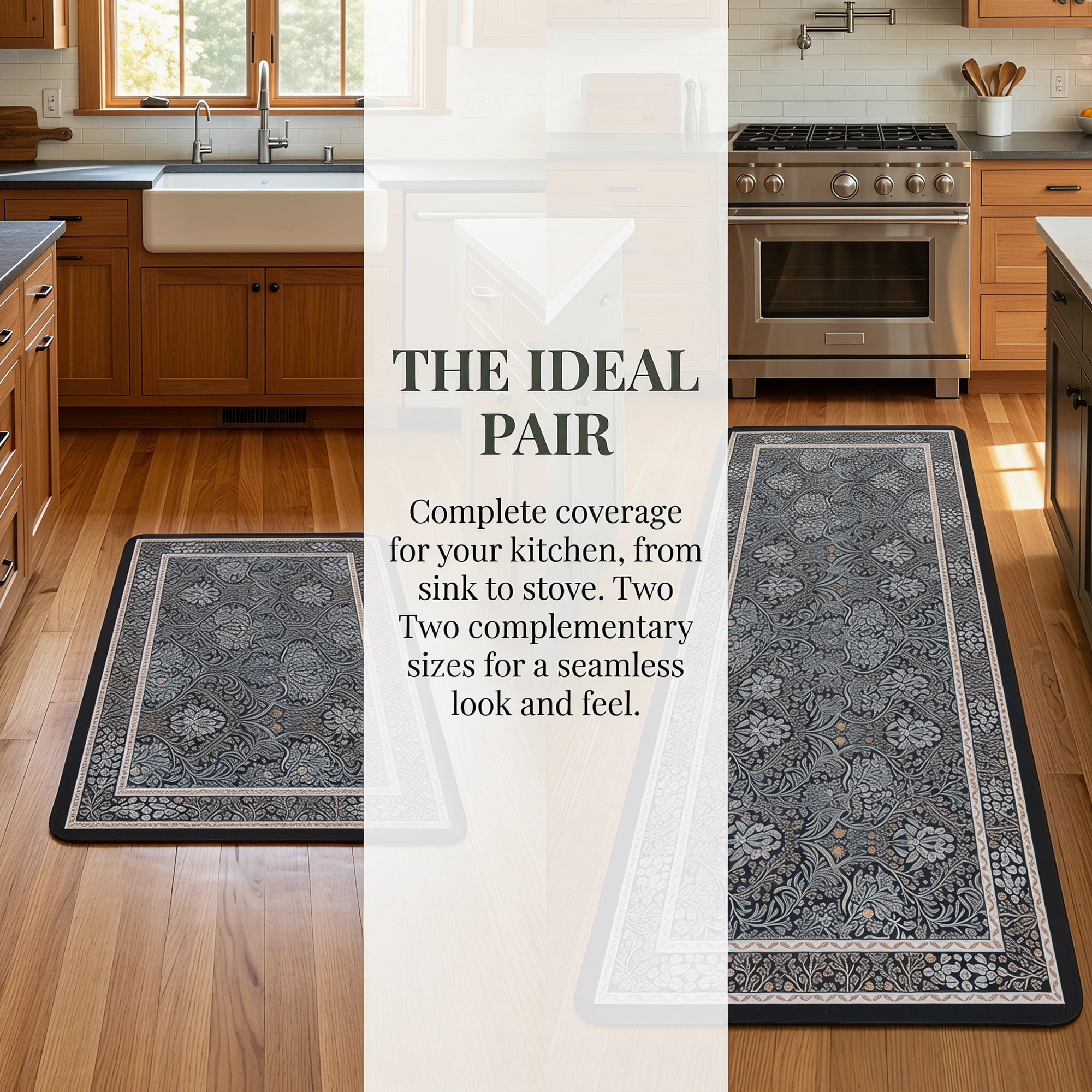 Unique Bargains 2Pcs Washable Non-Slip Absorbent Runner Rug Set Brown 24" x 16" 47" x 16"