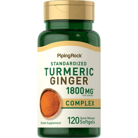 Turmeric and Ginger Supplement | 1800mg | 120 Softgels for Men and Women | with Black Pepper Extract | by Piping Rock