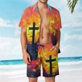 thumbnail image 4 of Vedolay Short Set Mens 2 Pieces Set Casual Hippie Beach Holiday Shirts Shorts Outfits,Mint Green M, 4 of 5