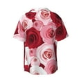 thumbnail image 2 of Fotbe Rose print Short Sleeve Button Down Shirts for Men Casual Summer Beach Wrinkle Free Shirt-Large, 2 of 7
