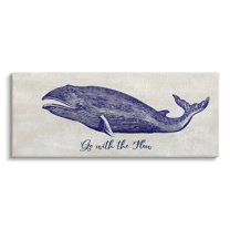 Stupell Industries Go With The Flow Aquatic Whale Ocean Phrase Graphic Art Gallery Wrapped Canvas Print Wall Art, Design by Susan Jill