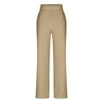 thumbnail image 6 of ZHYou Womens Pants,Linen Blend,Elastic Waist,Straight Leg,Slim Fit,Casual Trousers,Beige,Size 2XL, 6 of 8