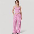 thumbnail image 6 of Women's Wide Leg Lounge Pants with Drawstring Waist and Relaxed Fit for All-Day Comfort - Medium, Pink, 6 of 7