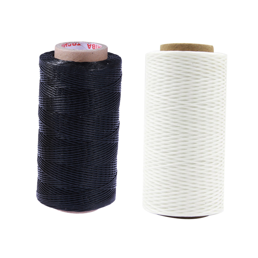 BESTYASH 2-Pack Black Waxed Polyester Sewing Thread for Crafts, Hand Sewing, Leatherwork, and Product Making