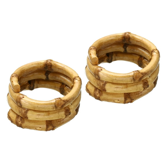 Uxcell 1.2 Inch Bamboo Purse Handles, 2 Pcs Bracelet Shape Replacement Handmade Rings, Wood