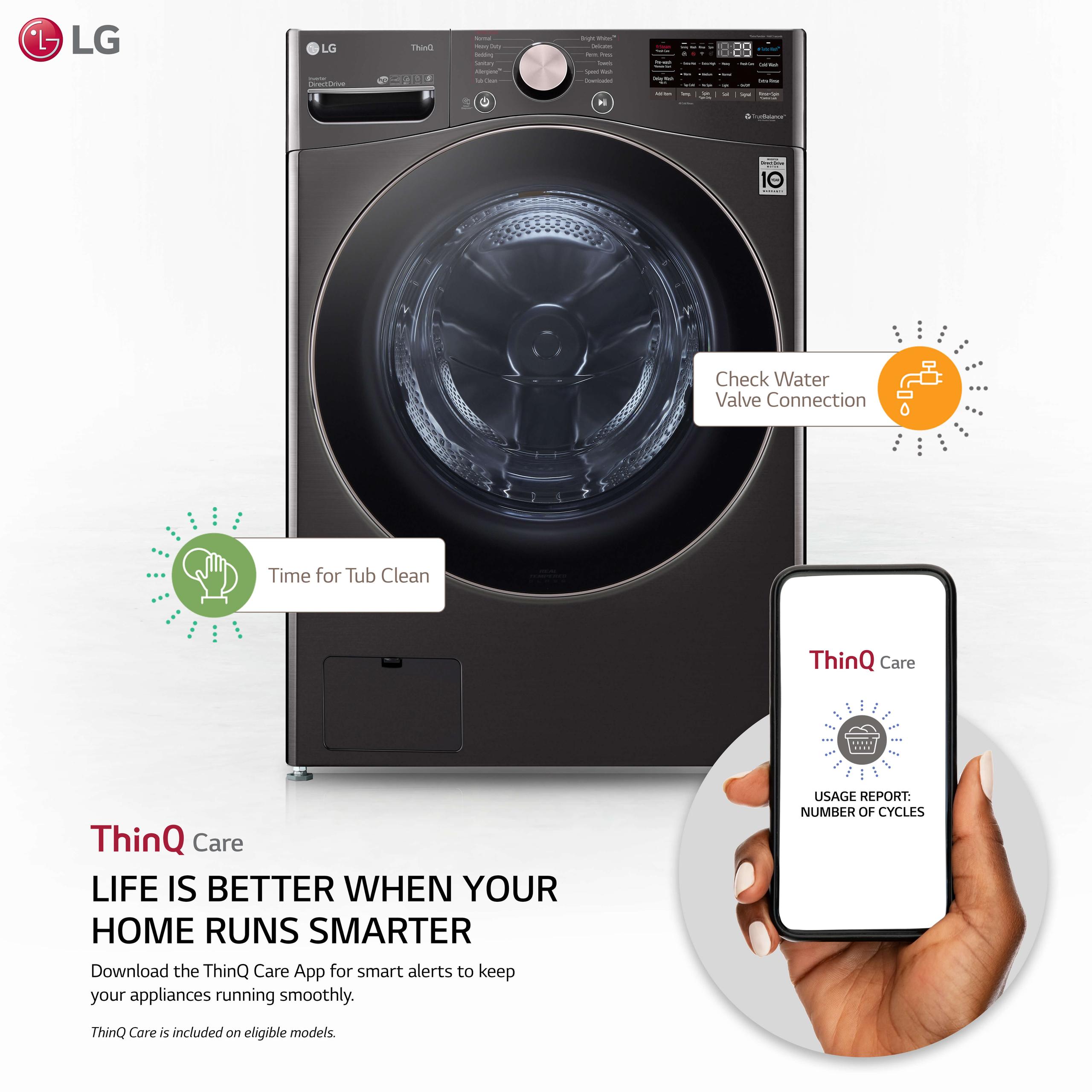 LG WM4000HBA 4.5 Cu. Ft. Ultra Large Capacity Smart Wi-Fi Enabled Front Load Washer with Turbowash - image 2 of 5