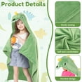 thumbnail image 4 of Dznils Kids Dinosaur Flannel Hooded Bath Towels, Soft Absorbent Beach Towel, Green, 4 of 11