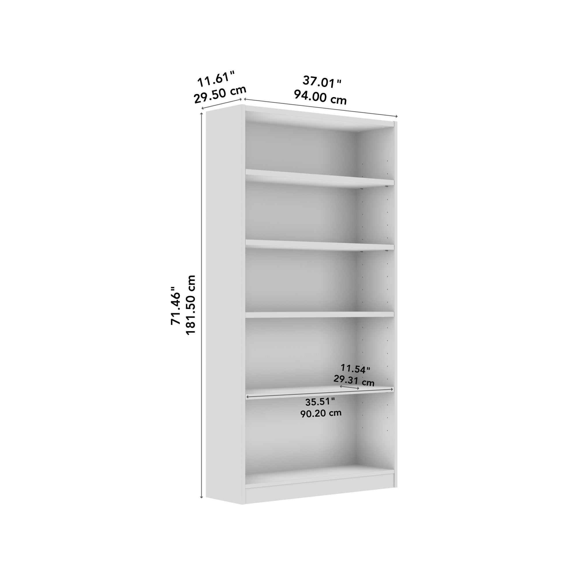 Universal Tall 5 Shelf Bookcase in Black Walnut - Engineered Wood