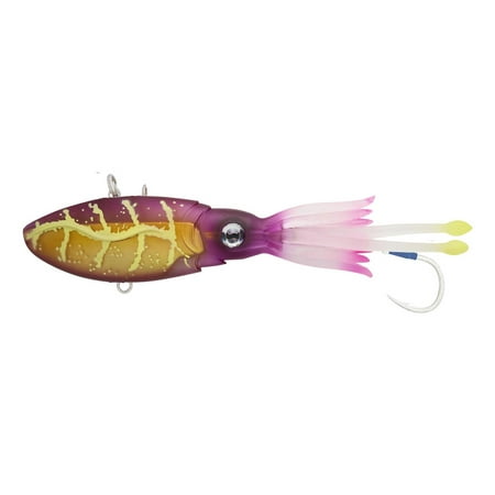 Nomad Design Squidtrex Fishing Lure with Patented Technology Vibration Design - TPE Soft Plastic BKK Assist Hooks Squid Lure - 190 Vibe 7 1/2 - 14oz - Purple Bandit