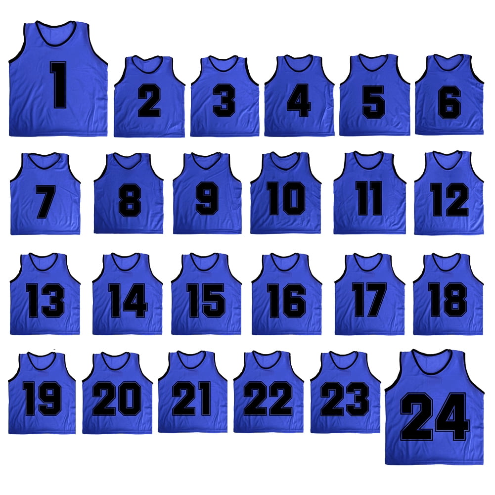 TOPTIE Number 1 to 24 Basketball Scrimmage Team Jerseys Nylon Mesh