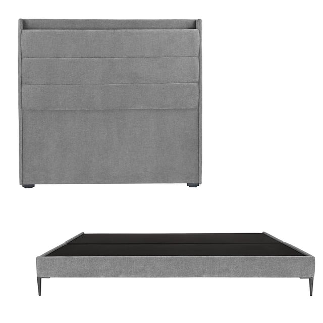 Base Cama Slim King Size + Cabecera Wing Trinity Gris Duk