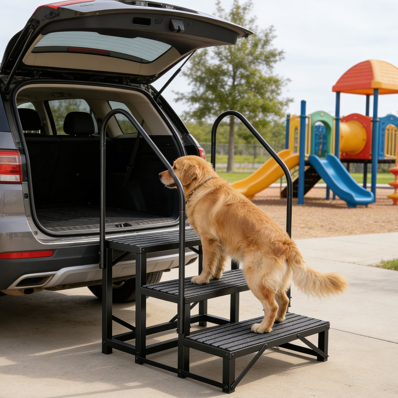 Portable 3-Step Staircase with Safety Railings - 440 lbs Weight Capacity Spa Steps for Outdoor Hot Tubs, Campers & Pet-Friendly Entry