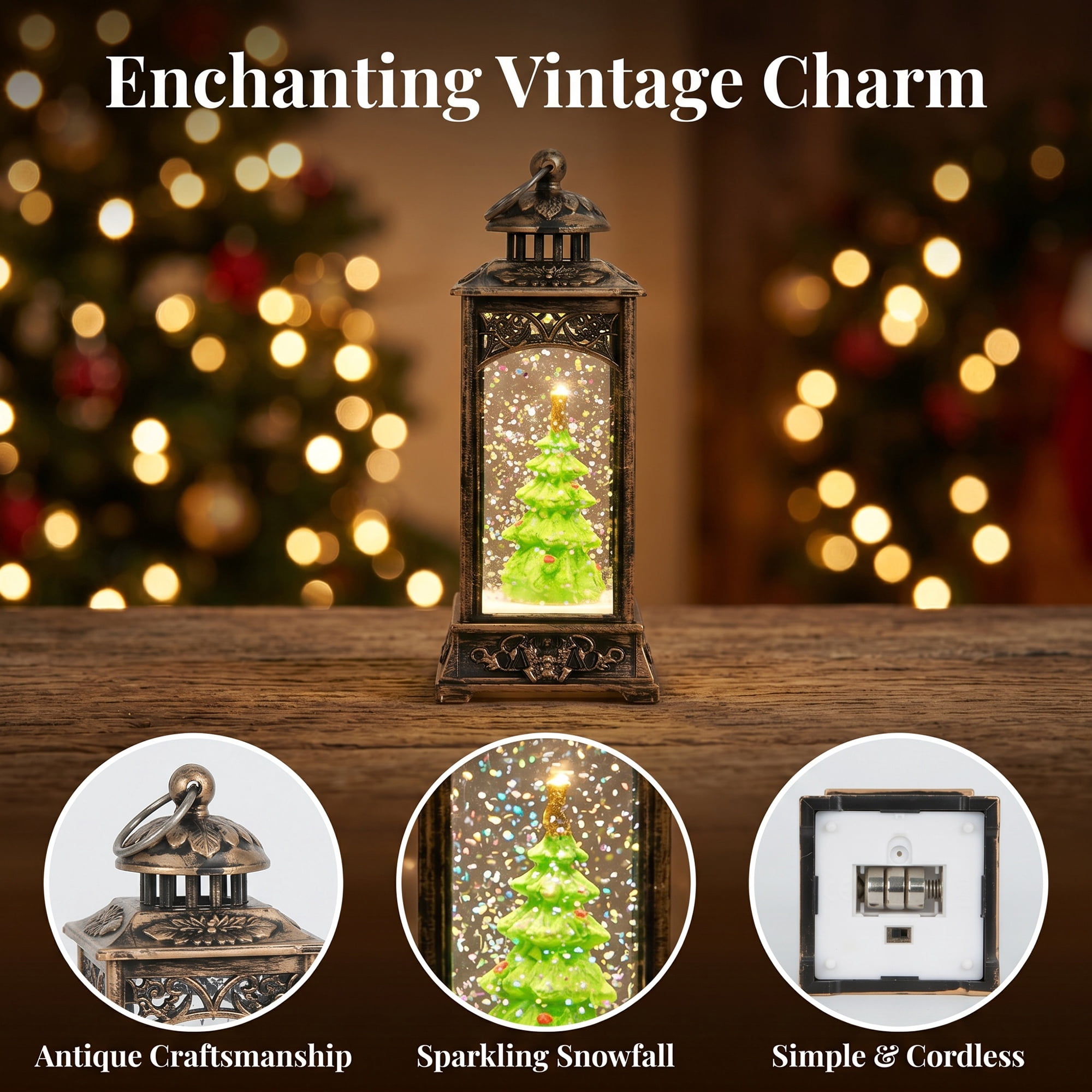 Unique Bargains Christmas Light Up Crystal Ball Mini LED Glitter Sphere Orb Brown Style T