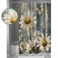thumbnail image 3 of 72x78 Inch Shower Curtain Vintage Daisy Bathroom Decor Waterproof Fabric Bathtub Bath Curtains Decorative Vintage Farmhouse Butterfly Wooden Extra Long Shower Curtain Set with Hooks, 3 of 6