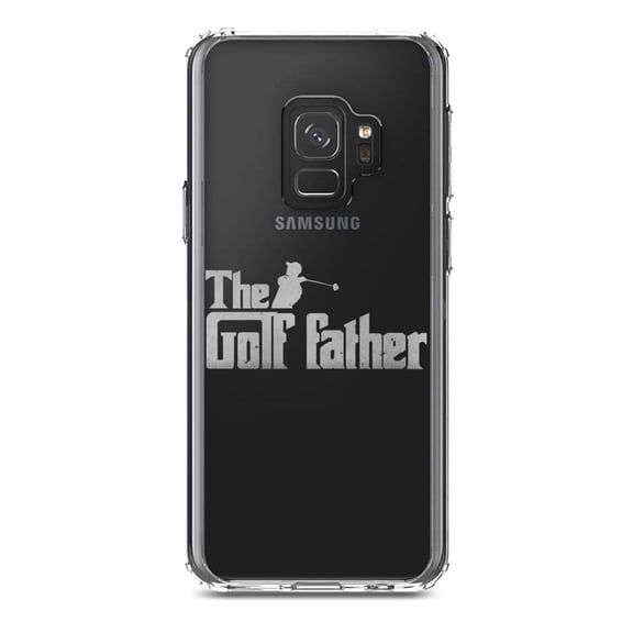 DistinctInk Clear Shockproof Hybrid Case for Samsung Galaxy S9 (5.8" Screen) - TPU Bumper Acrylic Back Tempered Glass Screen Protector - The Golf Father