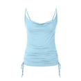 thumbnail image 4 of Tank Tops Dressy Tank Tops for Women Womens Summer Tank Tops Ruched Sexy Casual Women Sleeveless Camis V-Neck Ladies Tops Slim Vest Sky Blue S, 4 of 6