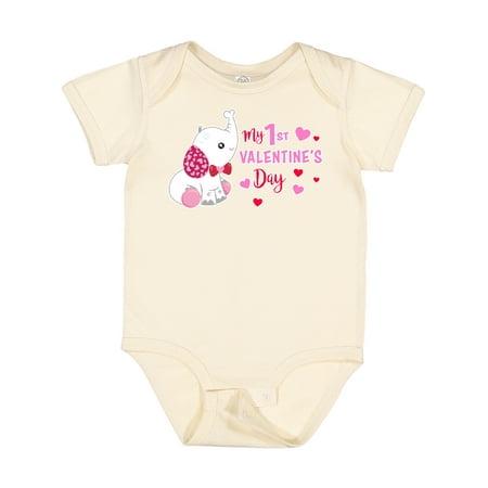 

Inktastic My 1st Valentine s Day with Elephant Gift Baby Girl Bodysuit