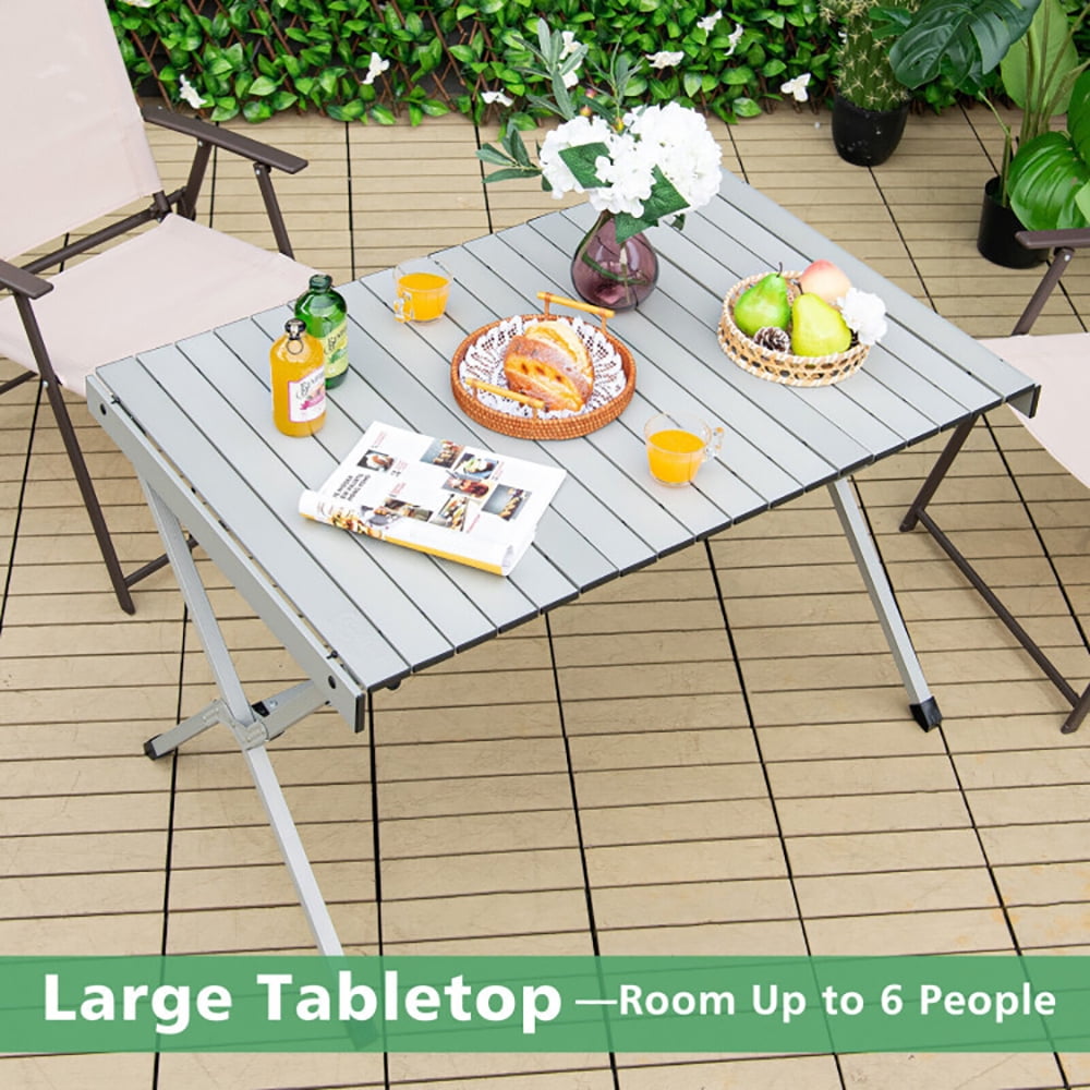 Aimee Lii 4-6 Person Portable Aluminum Camping Table with Carrying Bag, Camp Tables PorTable Foldable, Gray Aimee Lii 4-6 Person Portable Aluminum Camping Table with Carrying Bag, Camp Tables PorTable Foldable, Gray