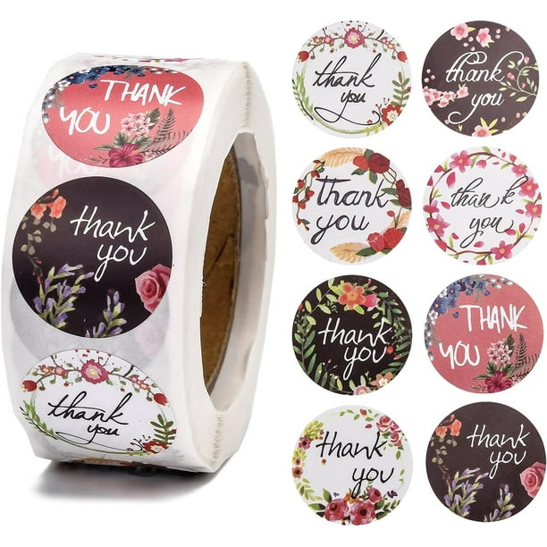 1 rollo de 2,5 cm de pegatinas de papel autoadhesivas con el tema de agradecimiento para etiqueta de regalo