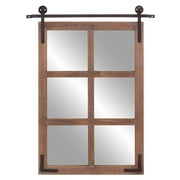 Sliding Barn Door Wood Window Wall Mirror 30"x36" by Patton Wall Decor