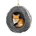 thumbnail image 2 of Forest Animals Christmas Ornaments, Set of 6 Acrylic Oval Tree Decor with Fox, Deer & Rabbit for Holiday Home Gift, 8cm，E, 2 of 7