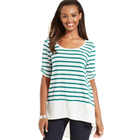 - Style & Co Women's Petite Striped High-Low Top Size PS